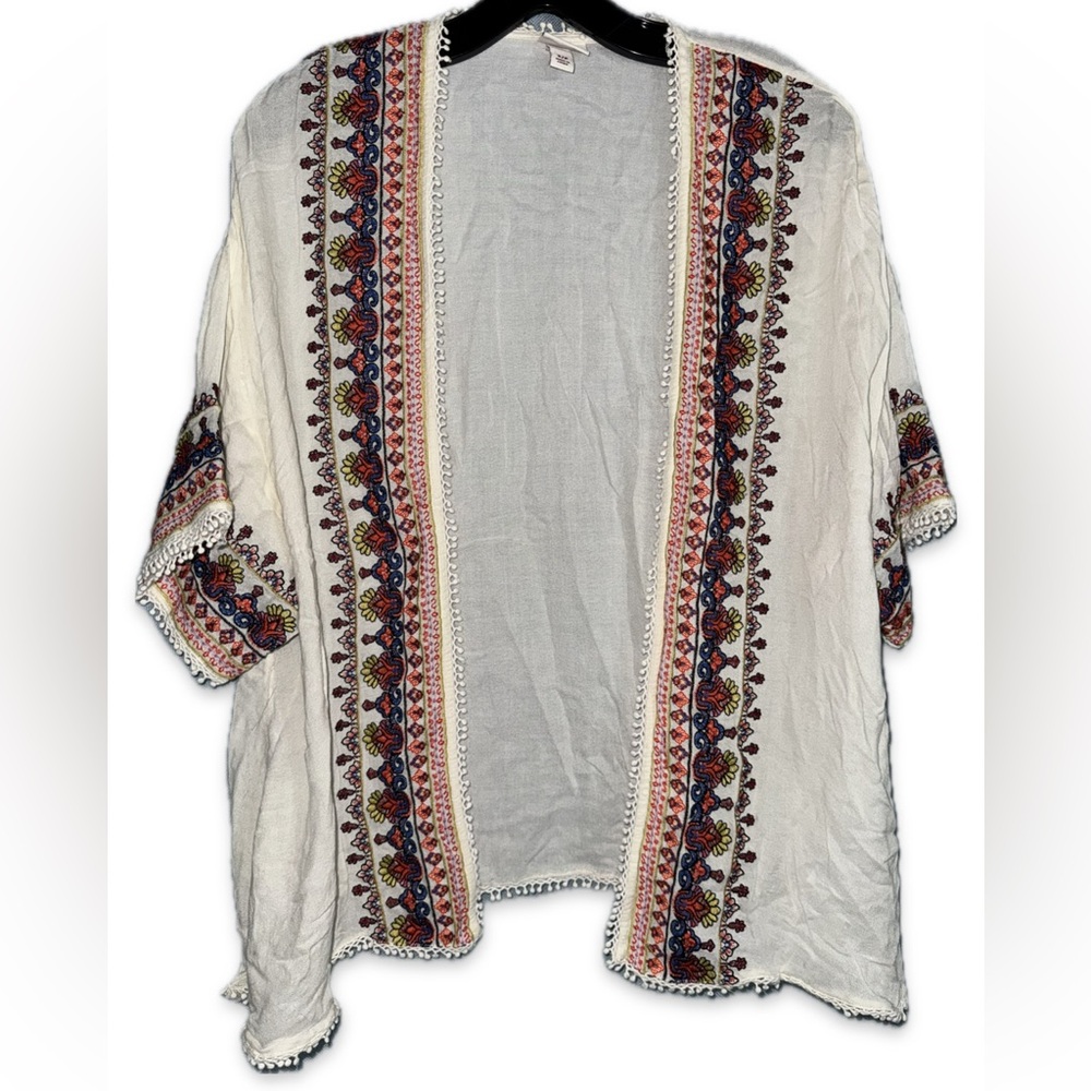 Merona Sheer kimono w/colorful Abstract design Sz Small